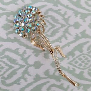 Vintage Coro Brooch Pin Dandelion Flower Gold Tone